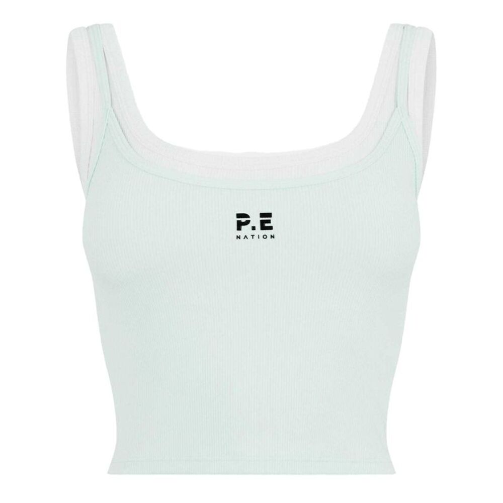 PE Nation Womens/Ladies Rubberised Logo Layered Fitted Tank Top / Mint Green/Whi